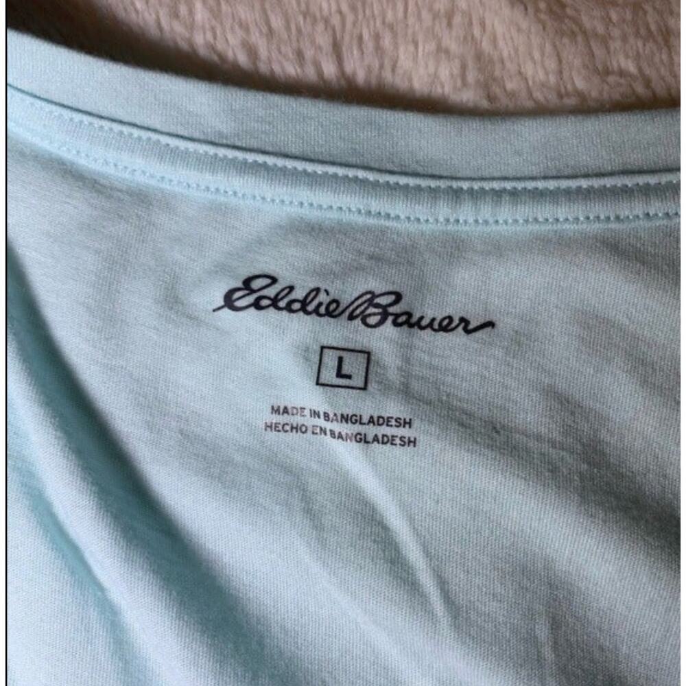 Eddie Bauer Light Blue V-Neck Short Sleeve Tee Soft Casual Basic Top Size Large - Picture 4 of 7